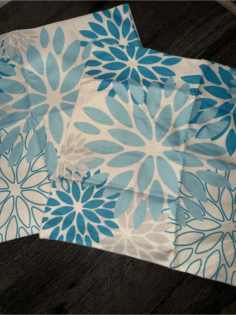 Blue Floral Decorative Throw Pillow Covers